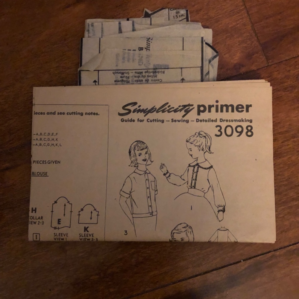 Simplicity 3098. Vintage girls button down shirt sewing patterns - Picture 3 of 3